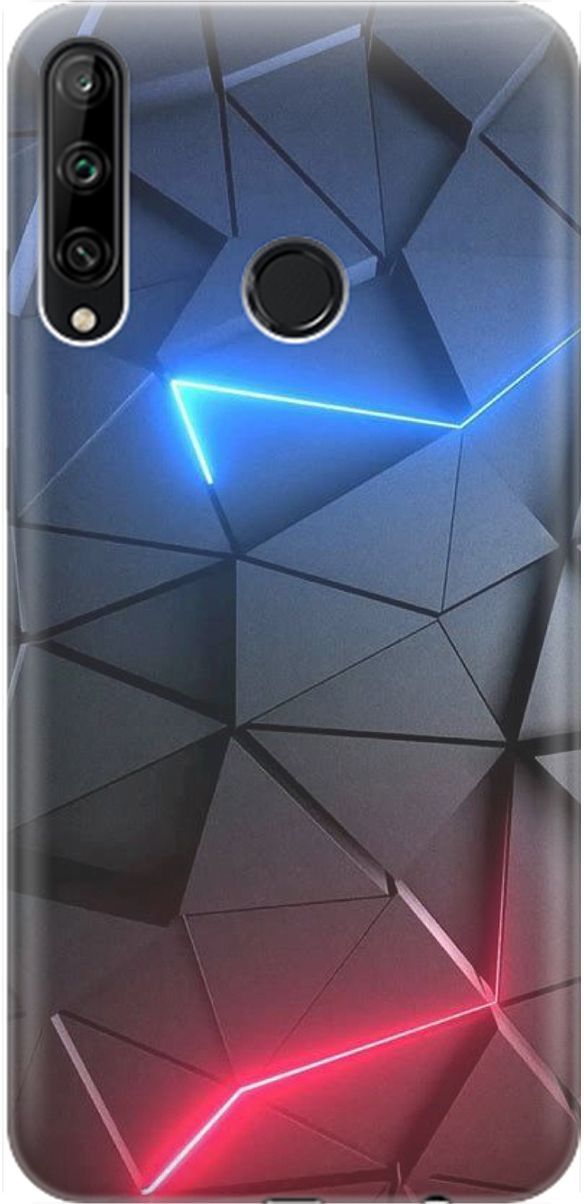 

Чехол на Honor 9C/Huawei P40 Lite E "Графитовые грани", Серый;синий, 1469
