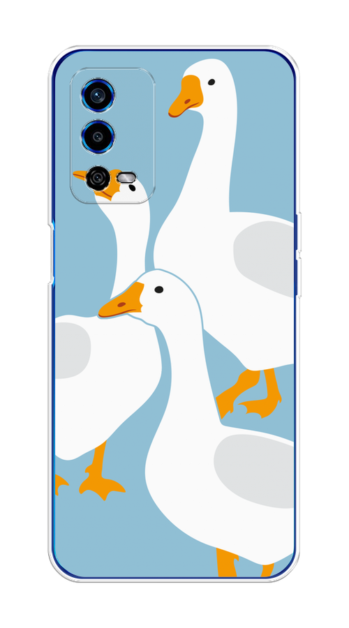 

Чехол на Oppo A55 4G "Гусиное трио", Голубой;белый;серый;желтый, 259150-1