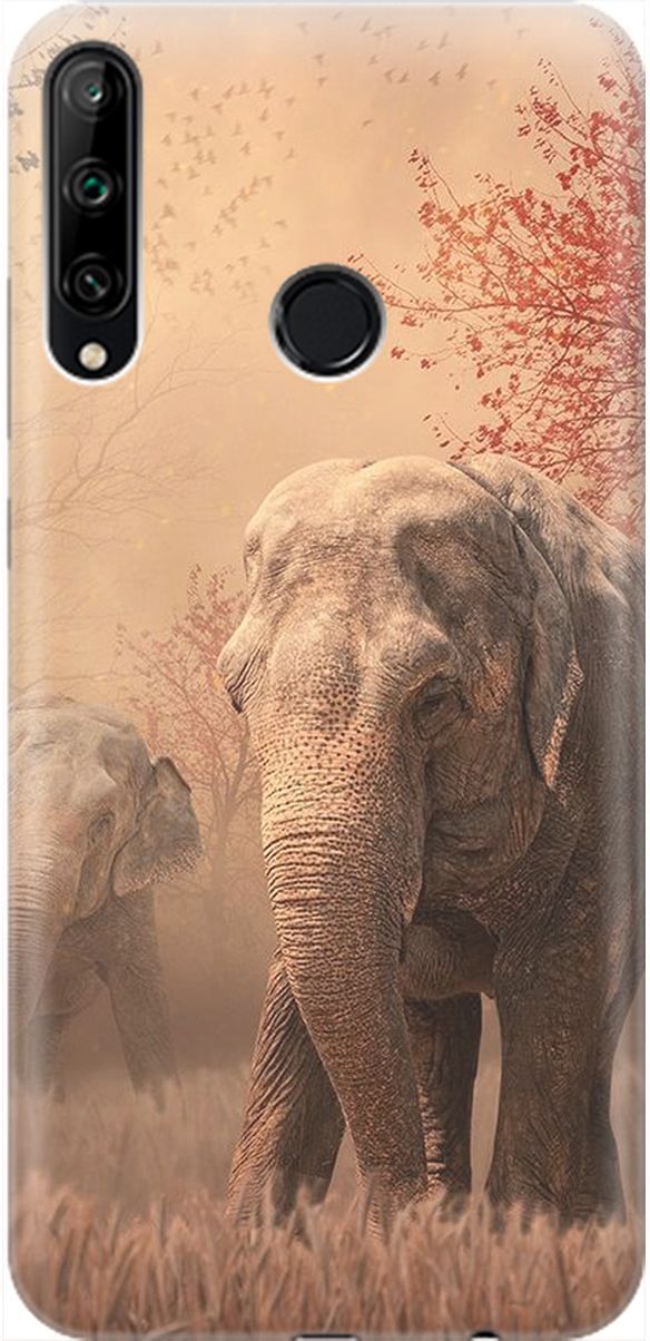 

Чехол на Honor 9C/Huawei P40 Lite E "Закатный песочный слон", Коричневый;черный, 1905