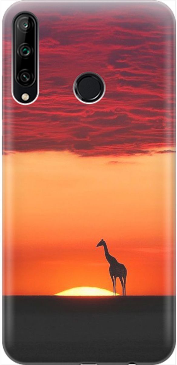 

Чехол на Honor 9C/Huawei P40 Lite E "Закатный жираф", Оранжевый;розовый, 1905