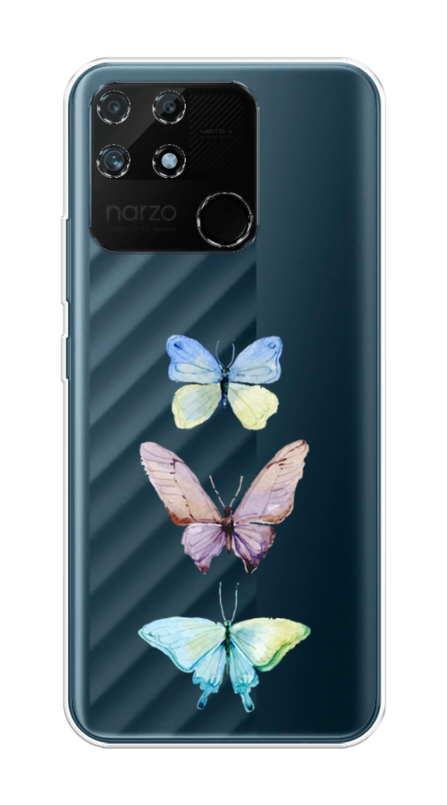 

Чехол на Realme Narzo 50A "Акварельные бабочки", Бирюзовый;розовый, 258450-1