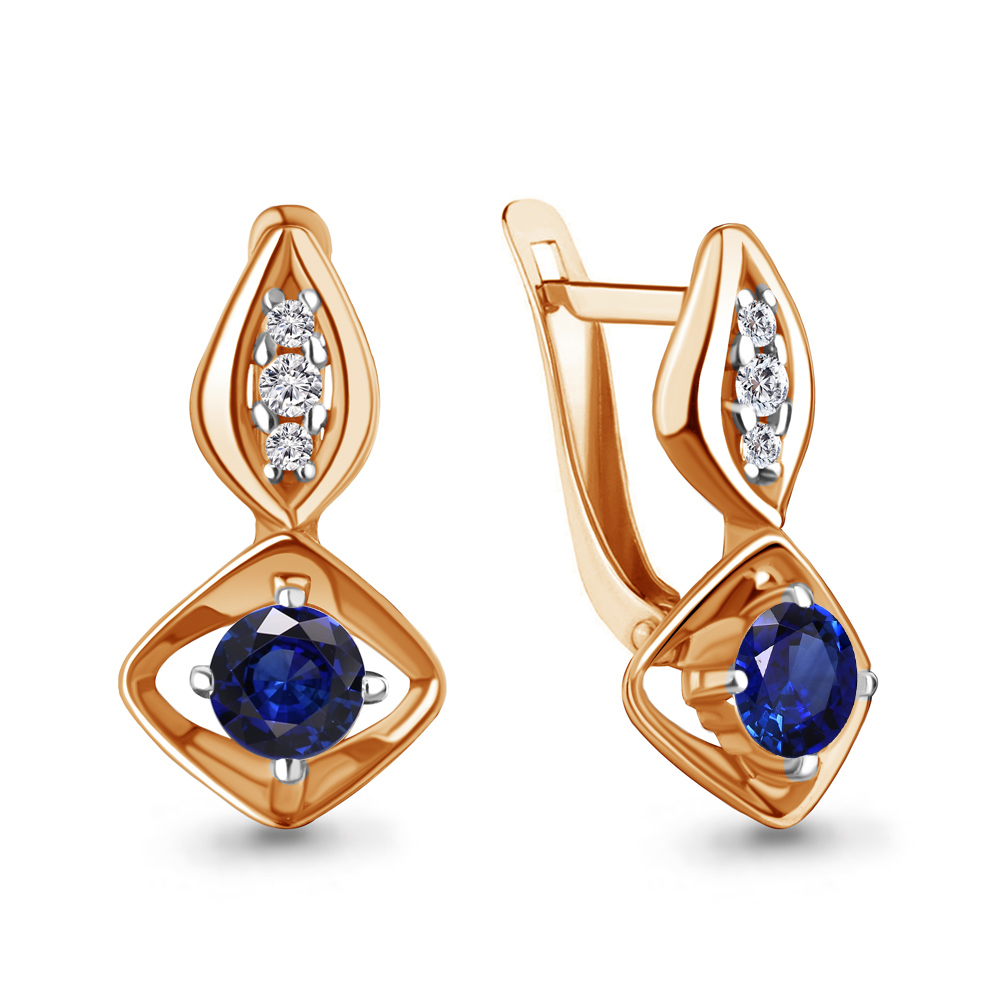 

Серьги из серебра с фианитом\сапфиром искусственным Aquamarine Aquamarine 49224Б_925_з, 49224Б_925_з