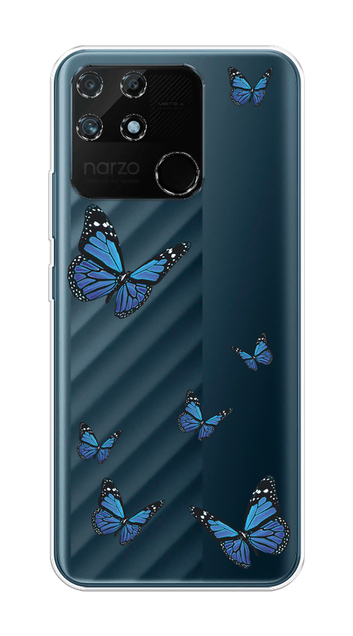 

Чехол на Realme Narzo 50A "Blue butterflies", Синий;черный, 258450-1
