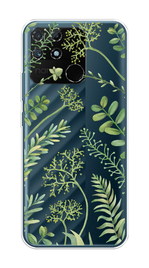 

Чехол на Realme Narzo 50A "Green Leaves", Зеленый;прозрачный, 258450-1