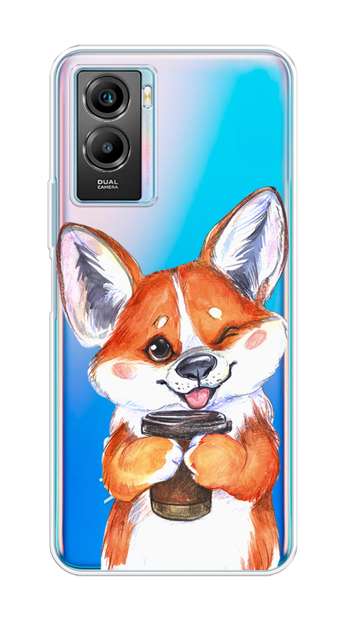 

Чехол на Vivo Y55s 5G "Корги с кофе", Оранжевый;белый, 266150-4