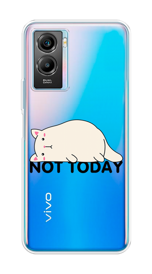 

Чехол на Vivo Y55s 5G "Cat not today", Белый;розовый;черный, 266150-1