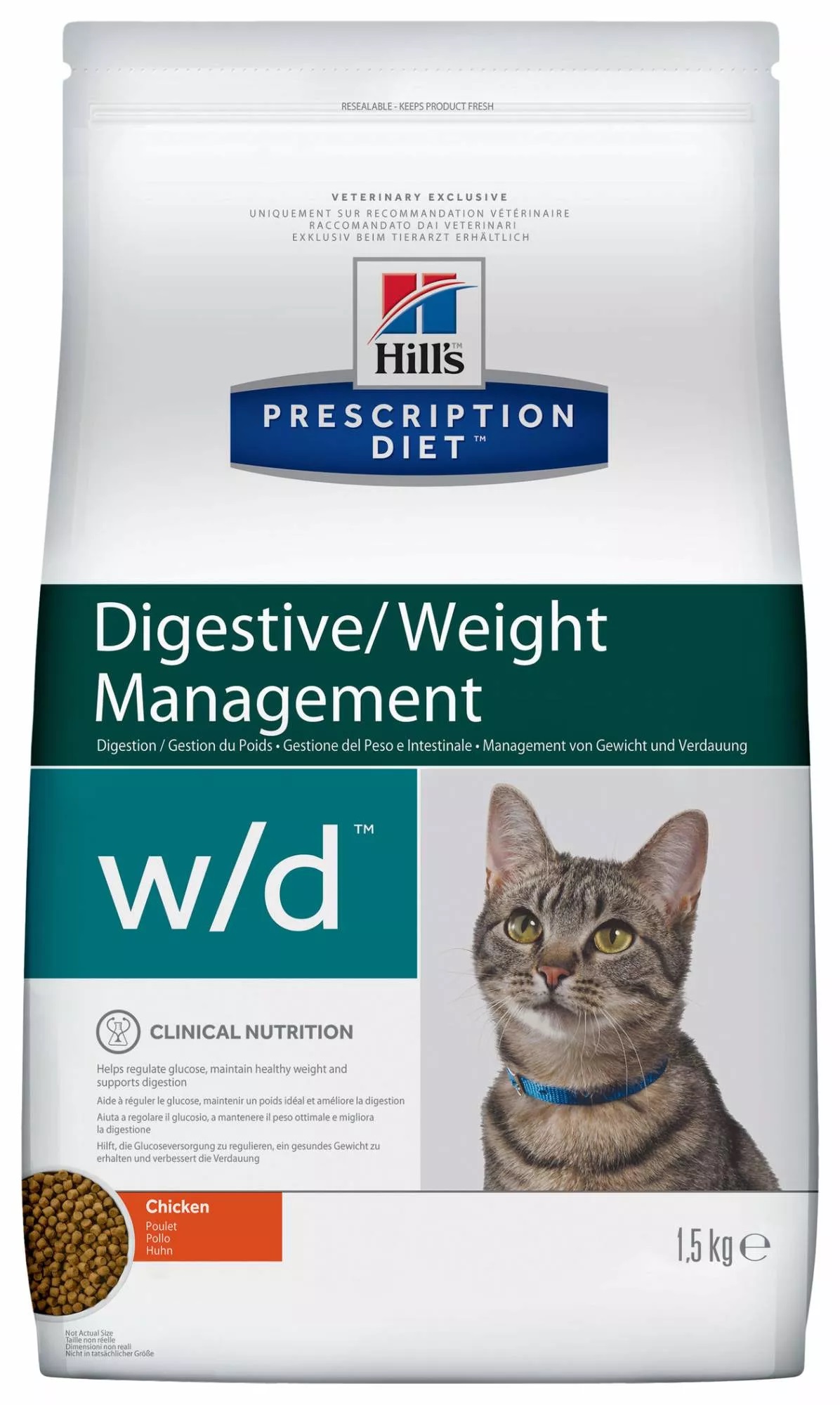фото Сухой корм для кошек hill's prescription diet digestive/weight management, курица, 1,5кг