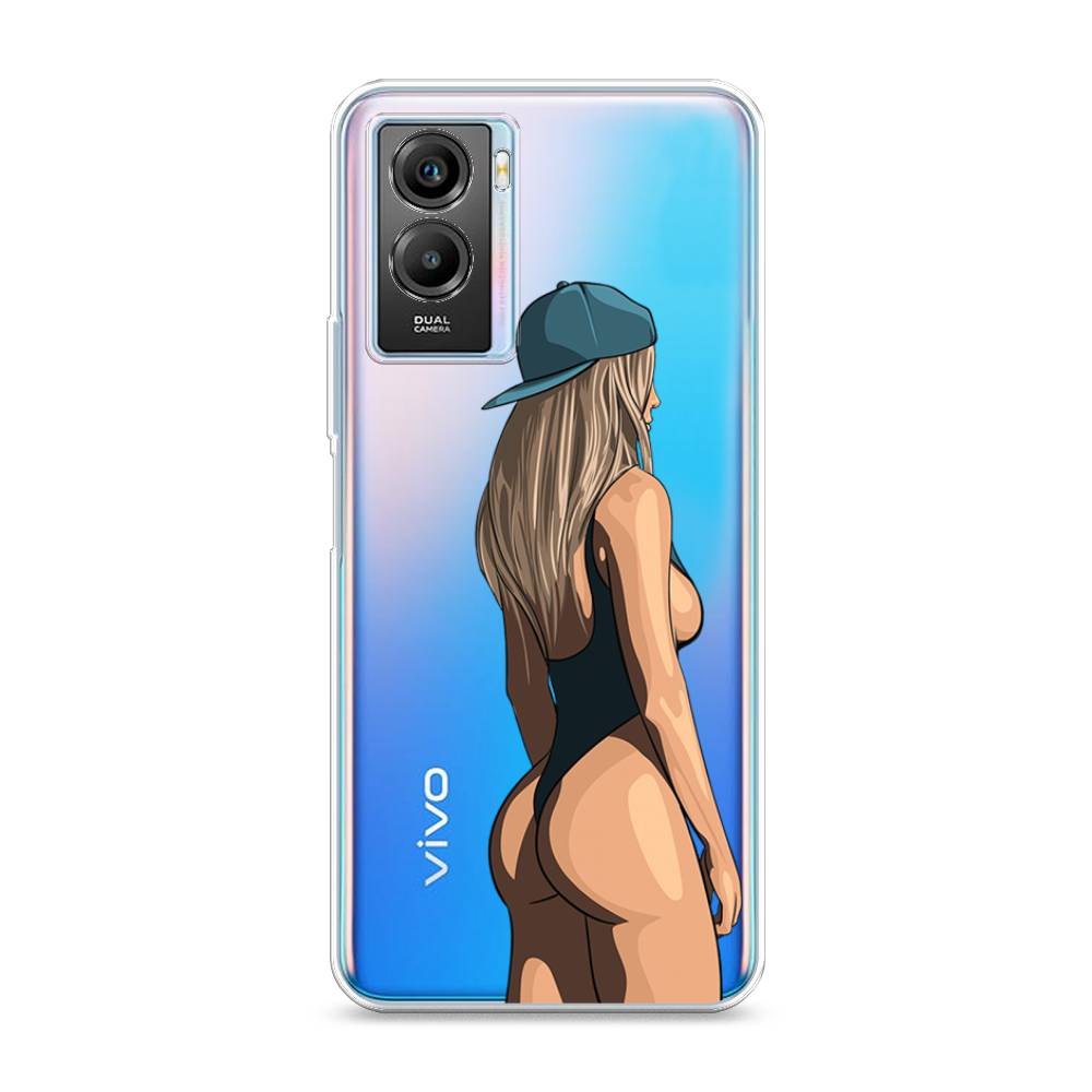 

Чехол на Vivo Y55s 5G "Девушка в черном купальнике", Зеленый;бежевый;черный, 266150-6