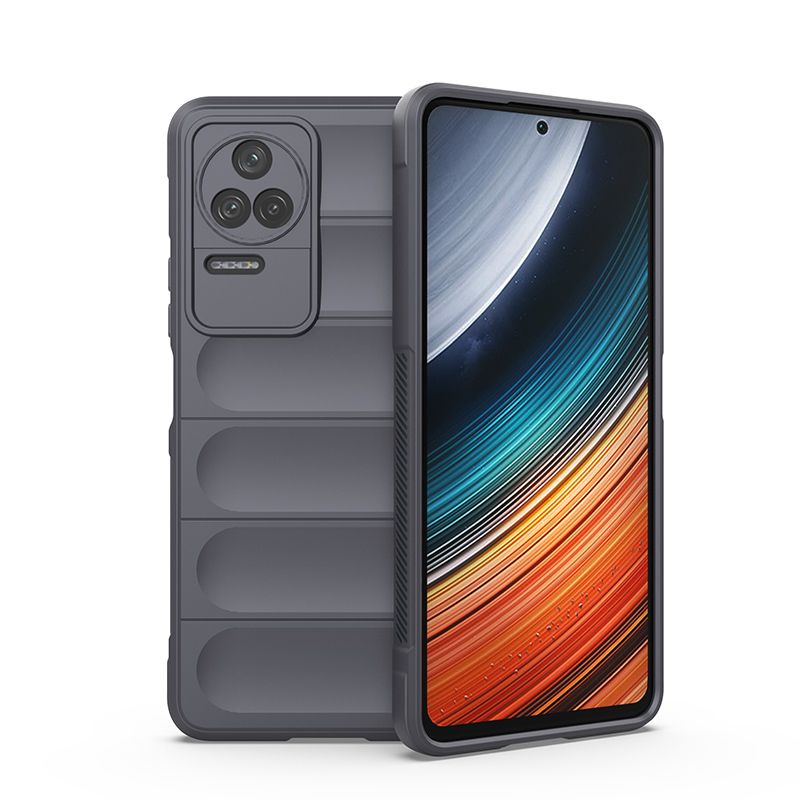 фото Чехол flexible case для xiaomi poco f4 серый black panther