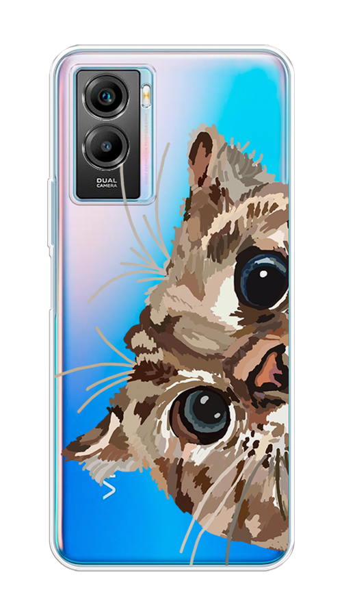 

Чехол на Vivo Y55s 5G "Любопытный кот", Коричневый;синий;черный, 266150-1