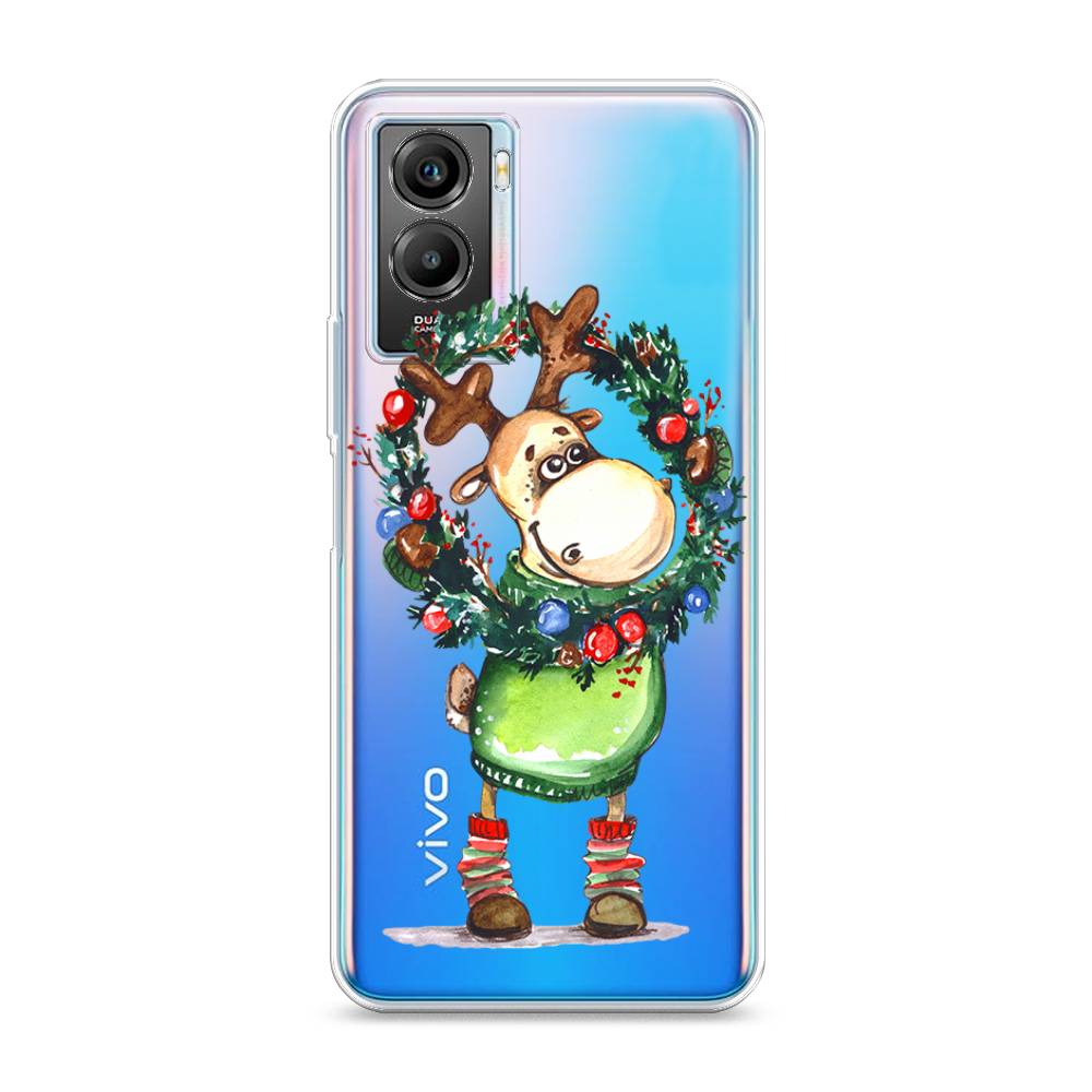 

Чехол на Vivo Y55s 5G "Олень с новогодним венком", 266150-4