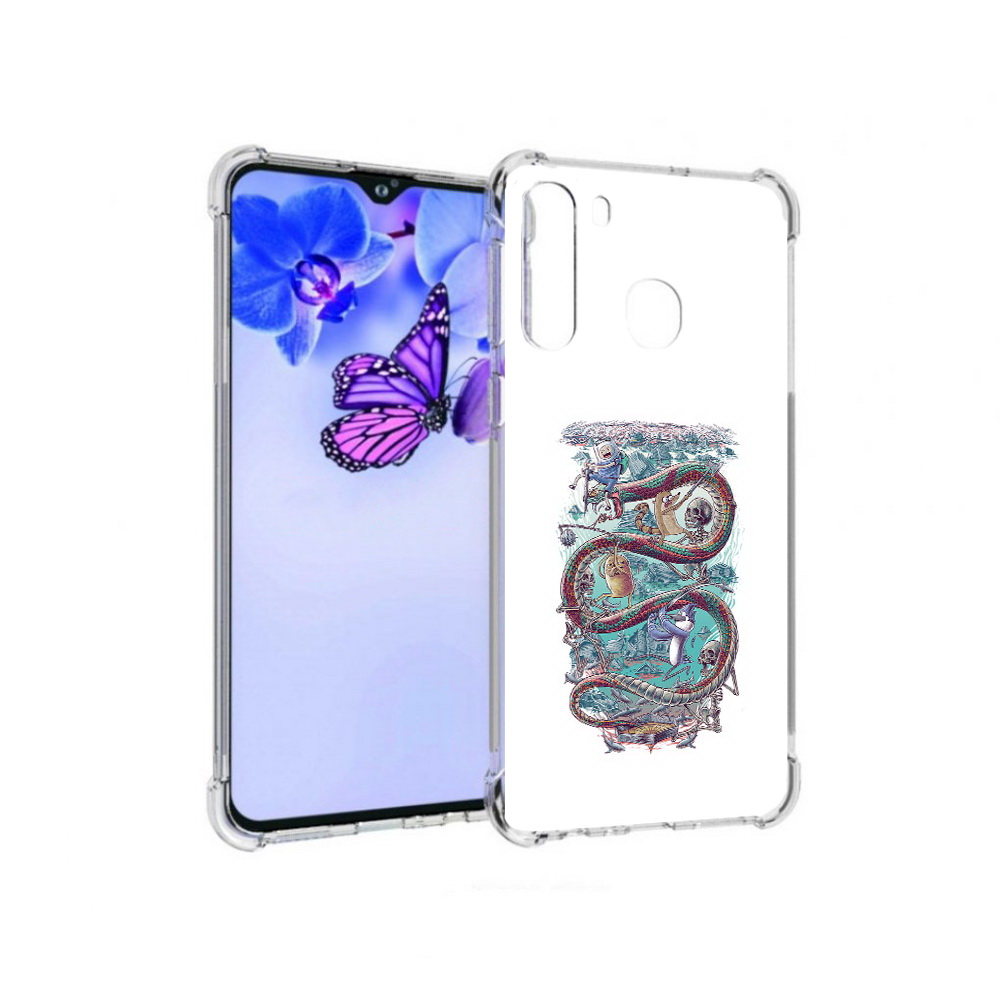 

Чехол MyPads Tocco для Samsung Galaxy A21 время приключений страшилка (PT226904.547.280), Прозрачный, Tocco