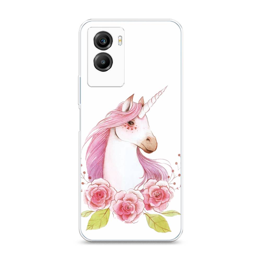 

Чехол на Vivo Y55s 5G "Единорог цветы", Белый;розовый;серый, 266150-1