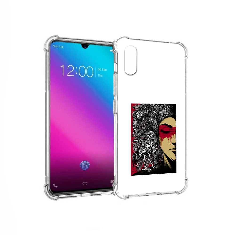 Чехол MyPads Tocco для Vivo V11 девушка с вороном в абстракции (PT117900.427.311)