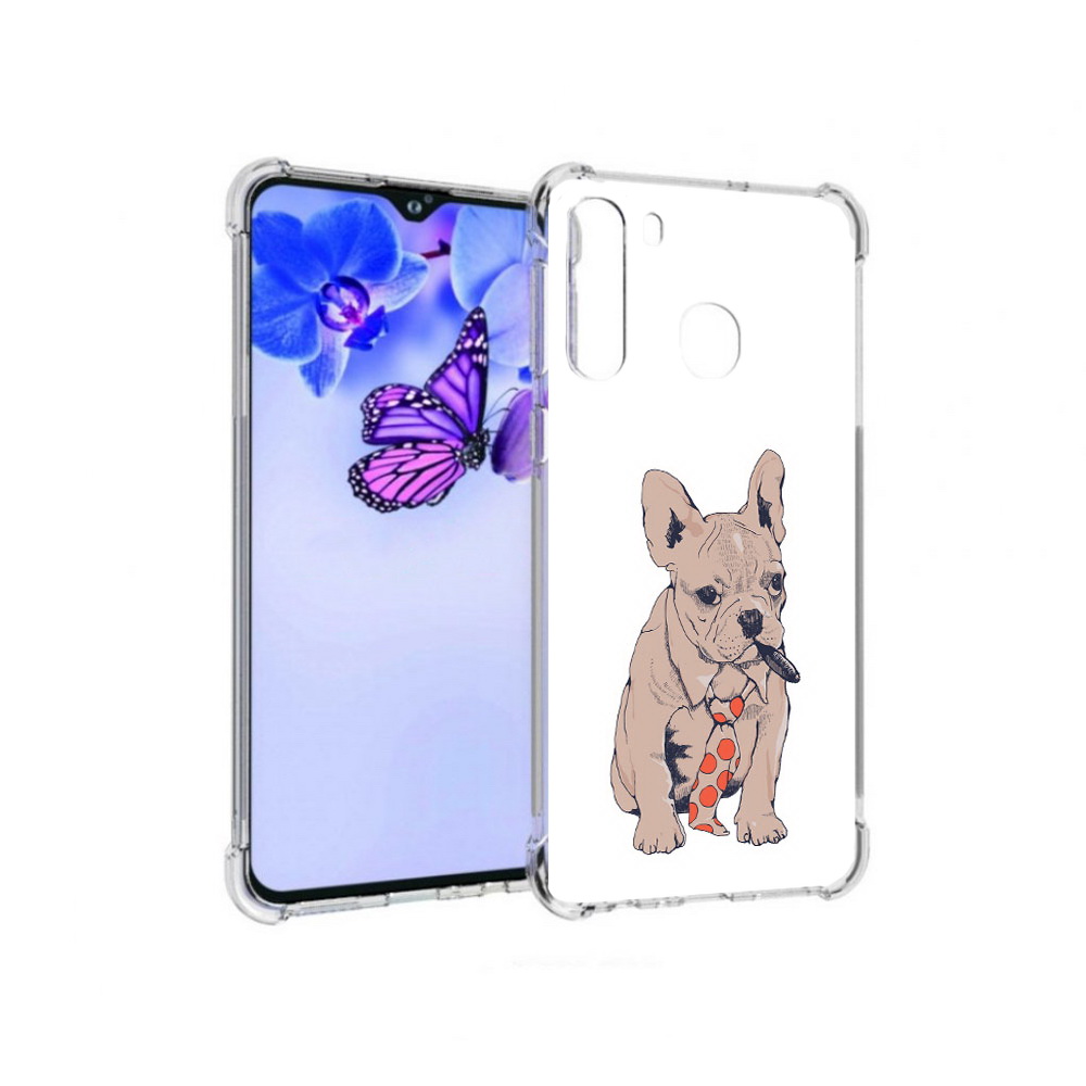 

Чехол MyPads Tocco для Samsung Galaxy A21 бульдог с сигарой (PT226904.547.250), Прозрачный, Tocco