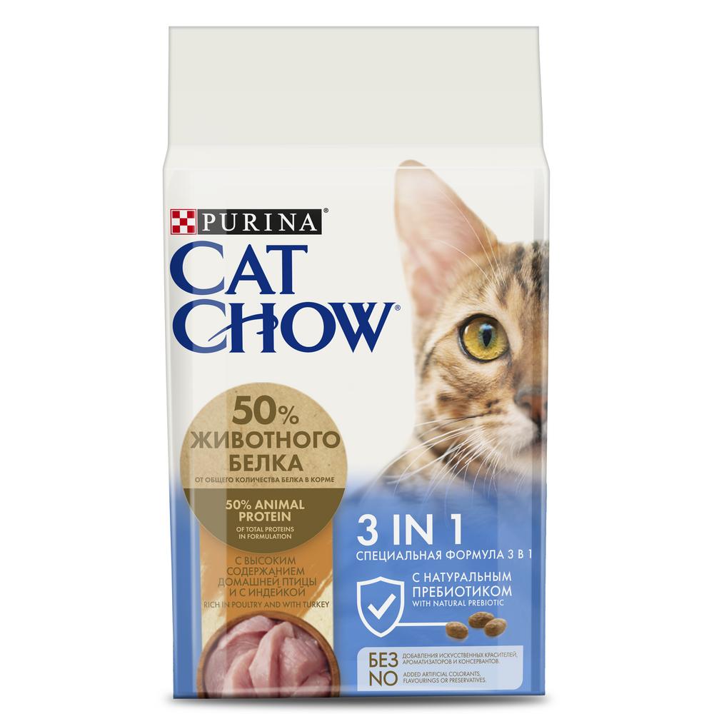 фото Сухой корм для кошек cat chow special care 3 in 1, домашняя птица, 1,5кг