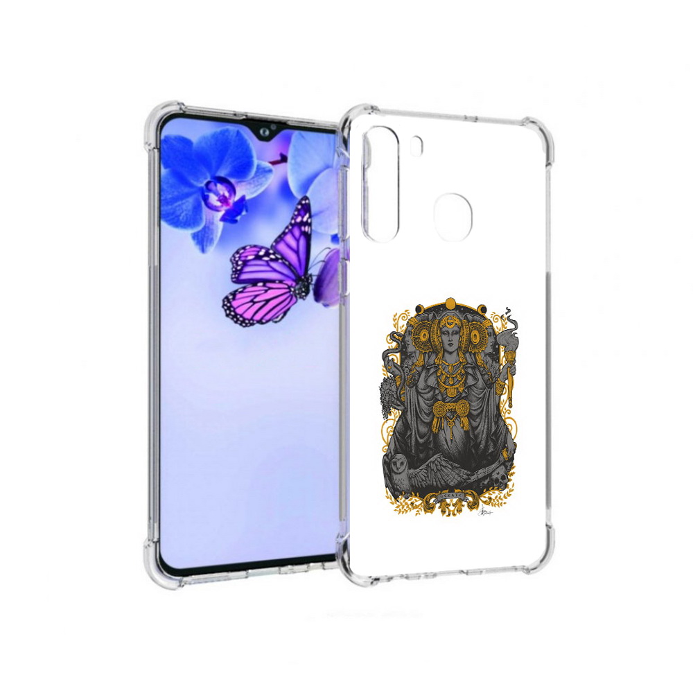 

Чехол MyPads Tocco для Samsung Galaxy A21 божество с золотыми элементами, Прозрачный, Tocco