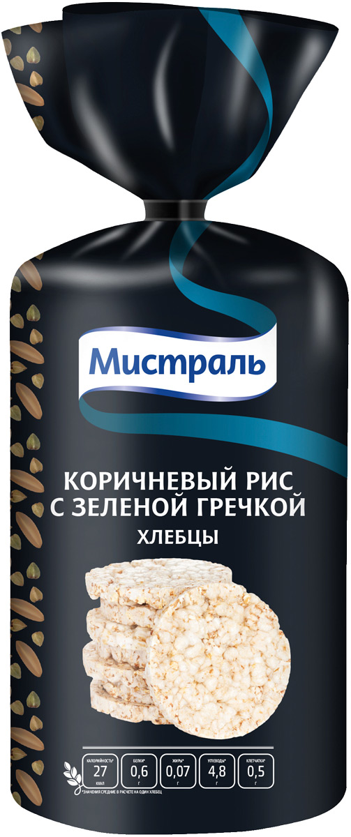 

Хлебцы МИСТРАЛЬ рисовые Коричневый рис с зеленой гречкой 100гр, 58152