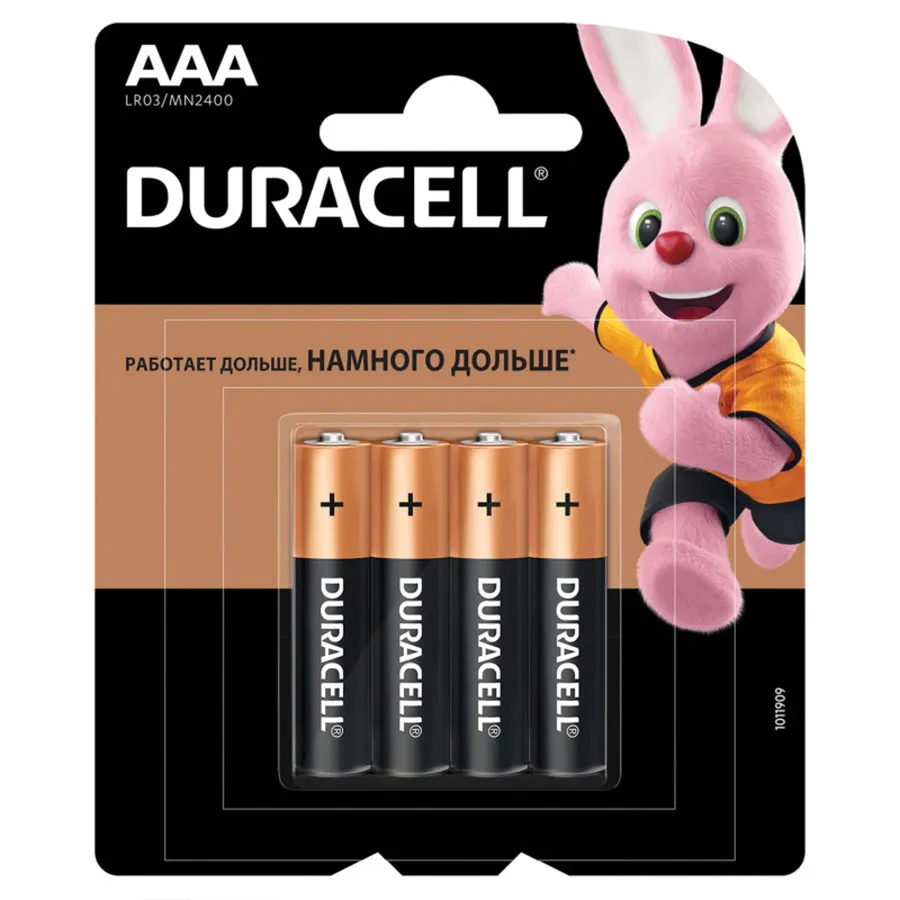 

Батарейка (4шт) мизинчиковая DURACELL Basic LR3 (AАA, MN2400) 1.5В щелочная (алкалиновая), Basic ААА