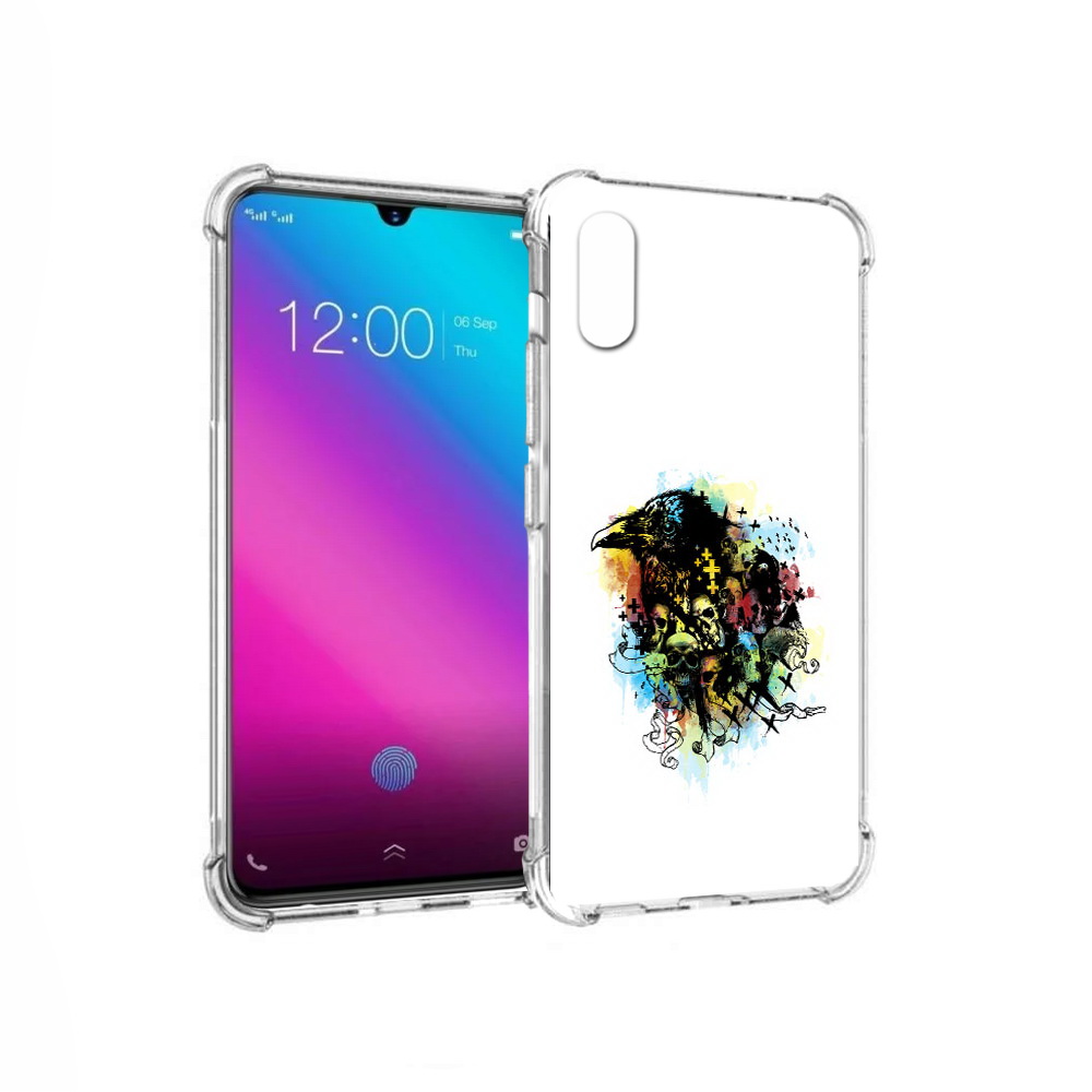 

Чехол MyPads Tocco для Vivo V11 ворон и черепа (PT117900.427.273), Прозрачный, Tocco