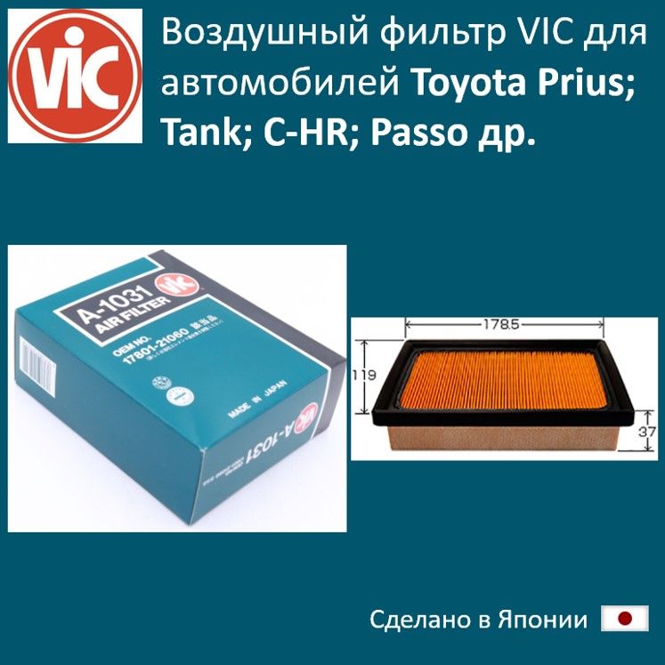 

Фильтр воздушный двигателя VIC VIC_A1031, A1031