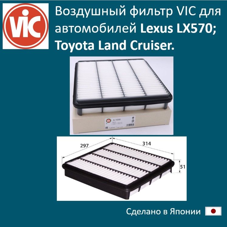 

Фильтр воздушный двигателя VIC VIC_A1030, A1030