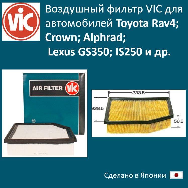 

Фильтр воздушный двигателя VIC VIC_A1022, A1022