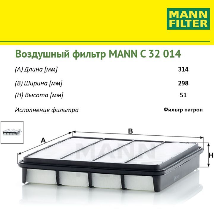

Фильтр воздушный двигателя MANN FILTER MANN-FILTER_C32014, C32014