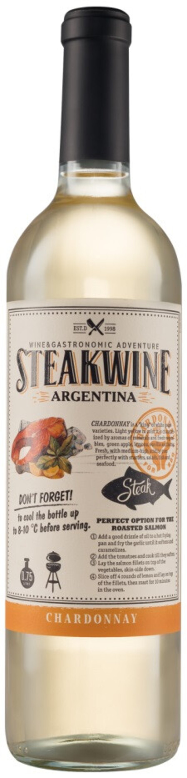 

Вино Steakwine Chardonnay белое полусухое 12,5% 0,75 л