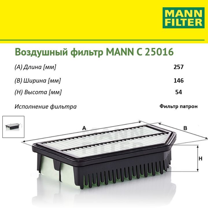 

Фильтр воздушный двигателя MANN FILTER MANN-FILTER_C25016, C25016