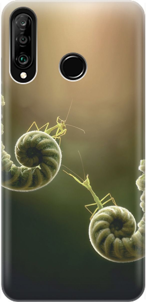 

Чехол на Honor 20 Lite/20s/Huawei P30 Lite "Пара богомолов", Бежевый;зеленый, 1465
