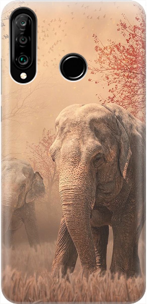 

Чехол на Honor 20 Lite/20s/Huawei P30 Lite "Закатный песочный слон", Коричневый;черный, 1901