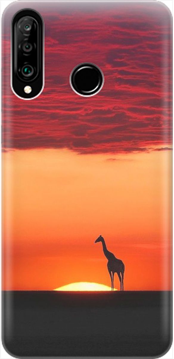 

Чехол на Honor 20 Lite/20s/Huawei P30 Lite "Закатный жираф", Оранжевый;розовый, 1901