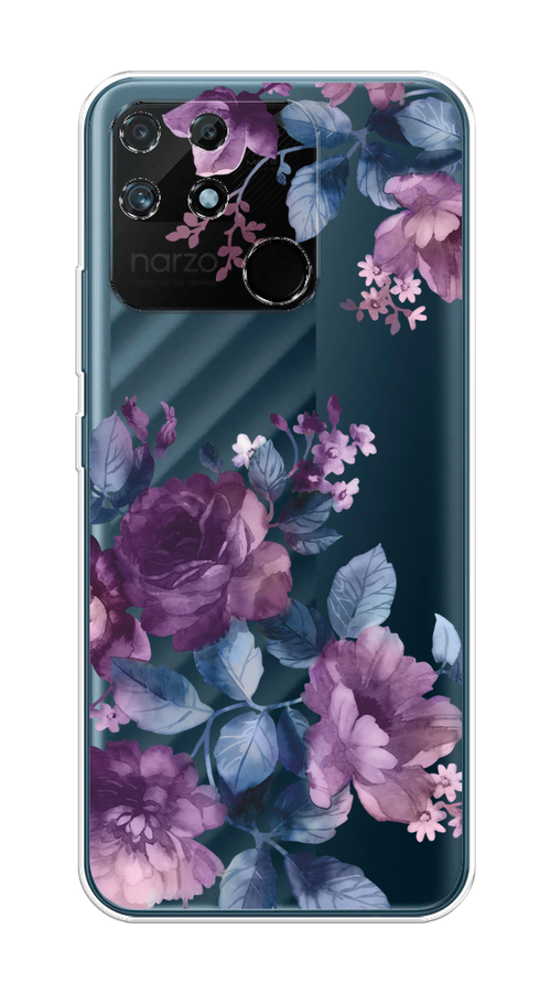 

Чехол на Realme Narzo 50A "Purple Blossoms", Синий;фиолетовый, 258450-1