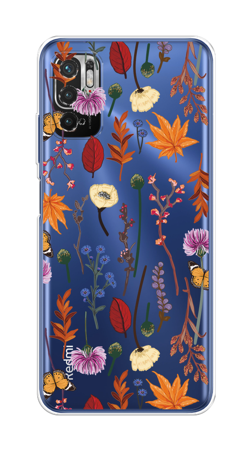 

Чехол на Xiaomi Redmi Note 10T/10 5G, Poco M3 Pro "Orange Purple flowers", Оранжевый;красный;розовый;желтый;прозрачный, 311050-1