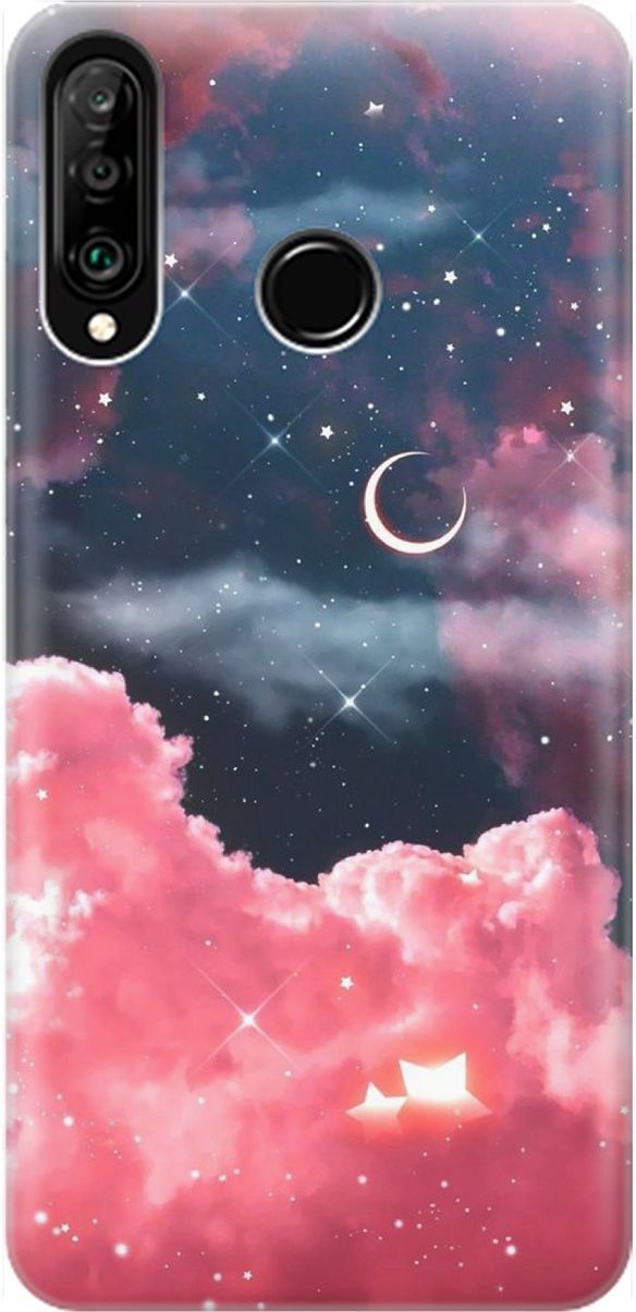 

Чехол на Honor 20 Lite/20s/Huawei P30 Lite "Месяц и розовые облака", Розовый;синий, 1465