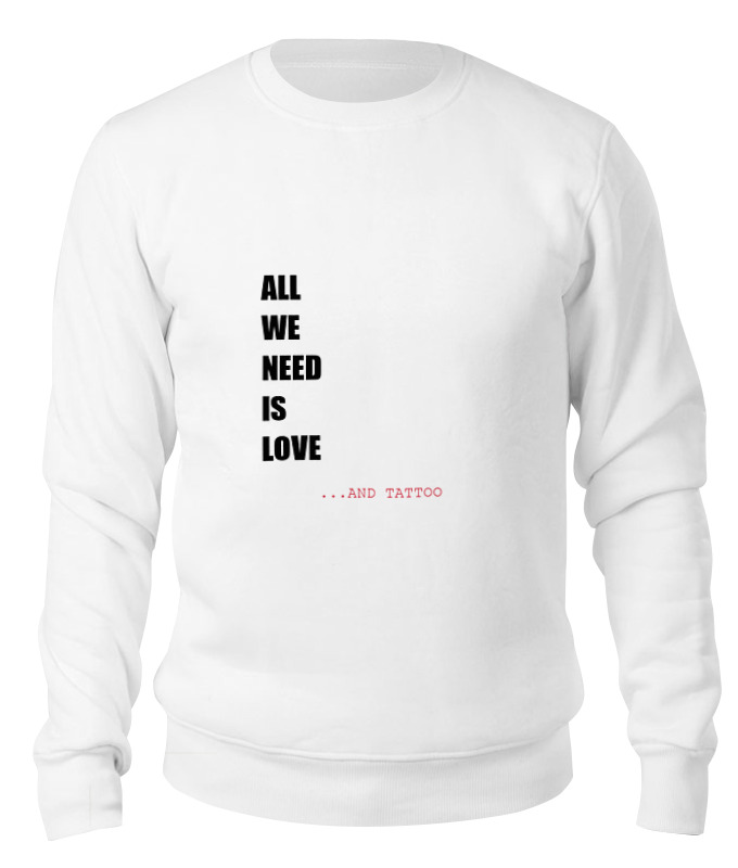 

Свитшот унисекс Printio All we need is love белый S, All we need is love