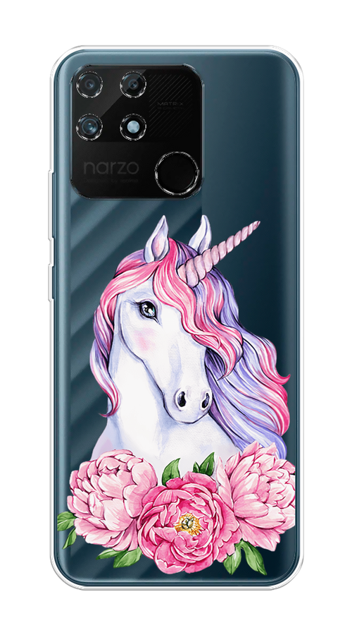 

Чехол на Realme Narzo 50A "Единорог с пионами", Розовый;белый;зеленый, 258450-1