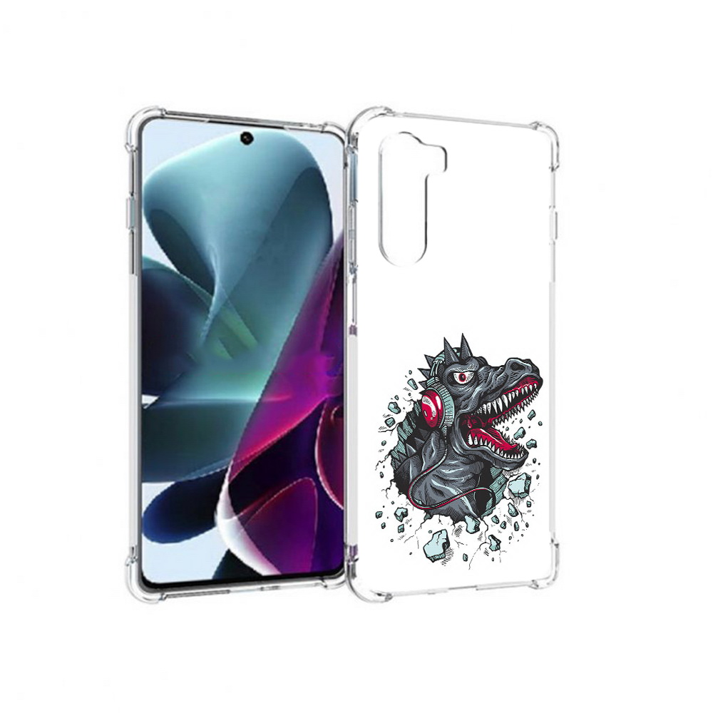 

Чехол MyPads Tocco для Motorola Moto G200 Нарисованный динозавр в наушниках, Прозрачный, Tocco