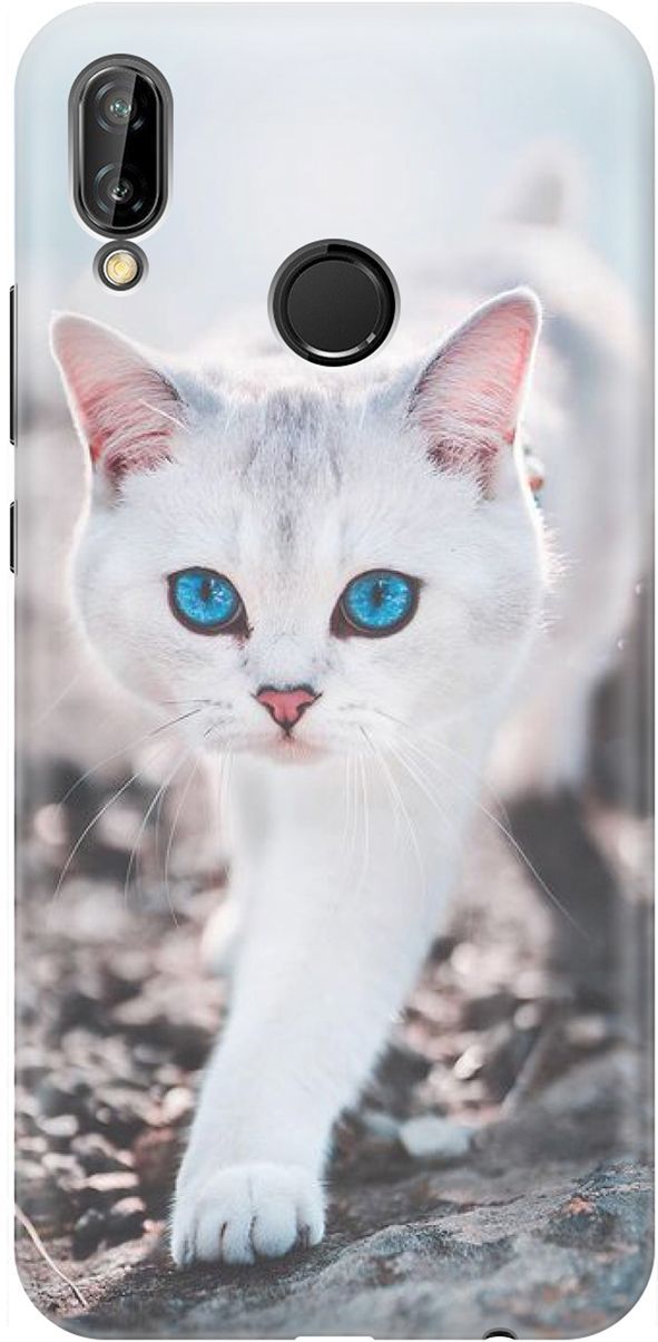 

Чехол на Huawei P20 Lite/Nova 3e "Голубоглазый кот", Белый;серый, 1463