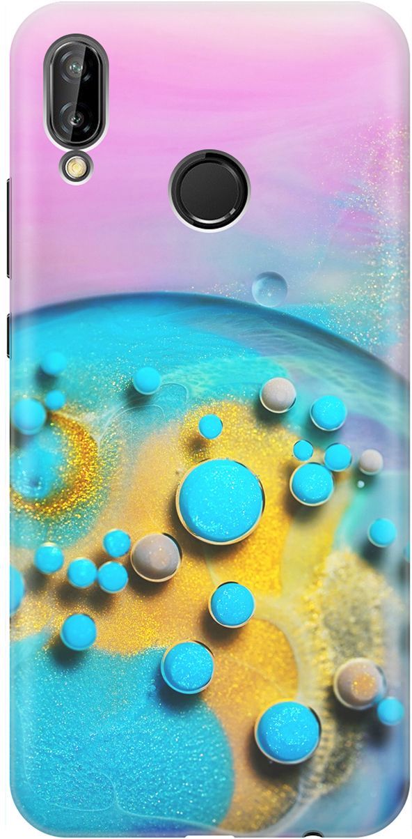 

Силиконовый чехол на Huawei P20 Lite/Nova 3e "Цветные капли", Голубой;оранжевый, 1463