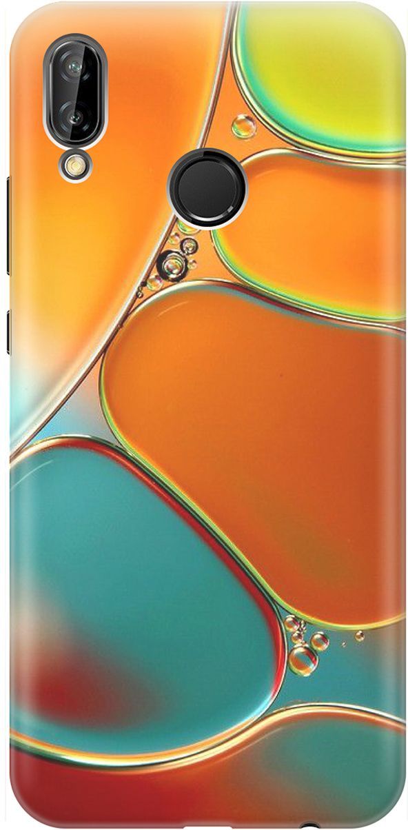 

Чехол на Huawei P20 Lite/Nova 3e "Разноцветные пузырьки", Голубой;оранжевый, 1463