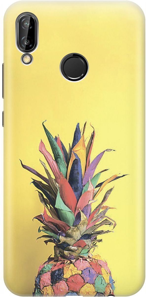 

Чехол на Huawei P20 Lite/Nova 3e "Ананас на желтом", Желтый;синий, 1463