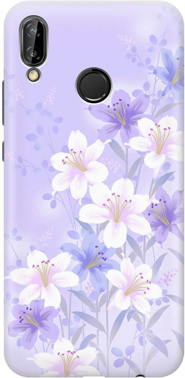 

Чехол на Huawei P20 Lite/Nova 3e "Лилии на фиолетовом", Белый;фиолетовый, 1463