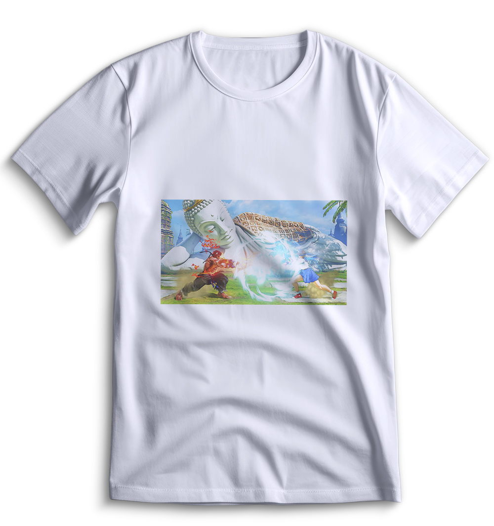 Белая футболка Top T-shirt с изображением Street Fighter (Стрит файтер, файтинг, драка) №0111, размер XXS.