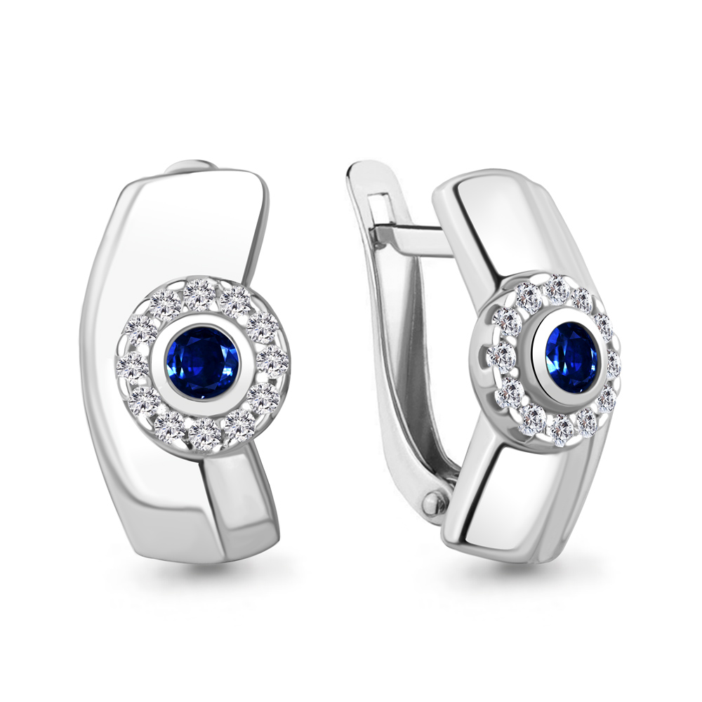 

Серьги из серебра с фианитом\сапфиром искусственным Aquamarine Aquamarine 49132АБ_925_р, 49132АБ_925_р