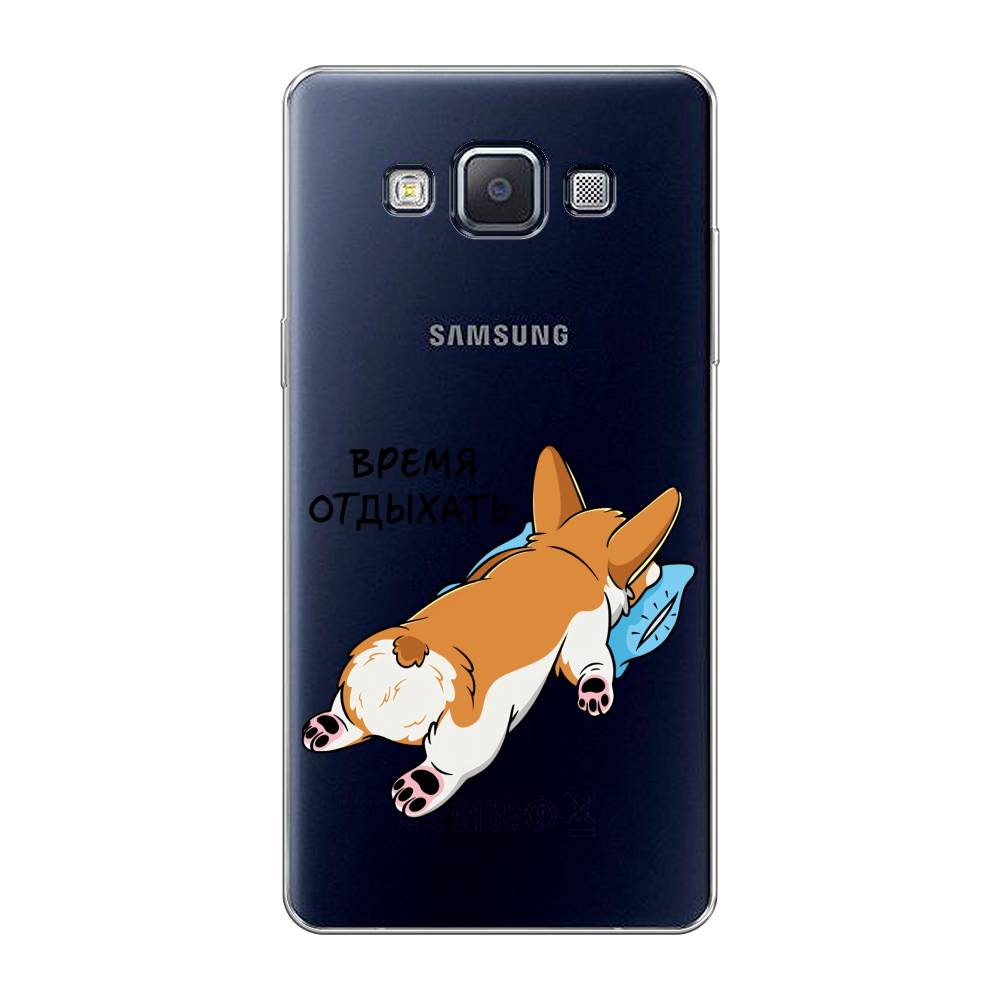 

Чехол на Samsung Galaxy A5 "Корги отдыхает", Черный;коричневый;голубой, 20450-1