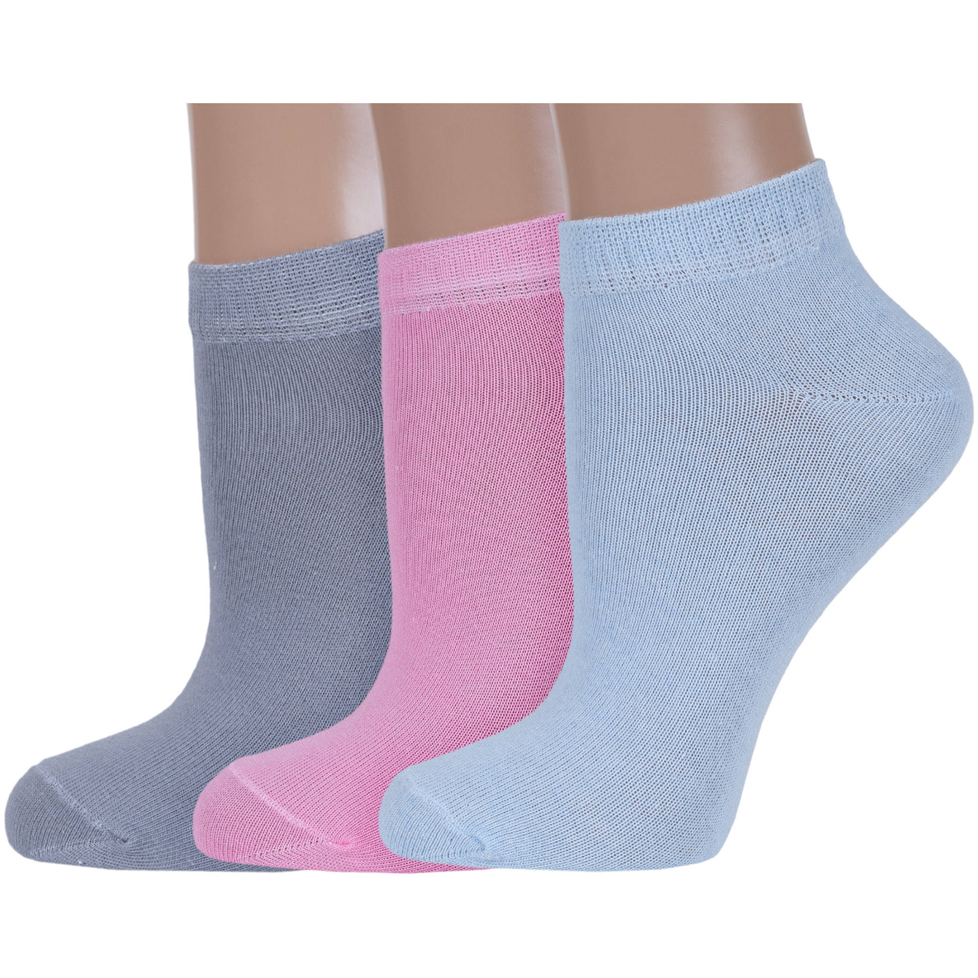 Комплект носков женских Борисоглебский трикотаж 3-6С72 серых; розовых; голубых 25, 3 пары