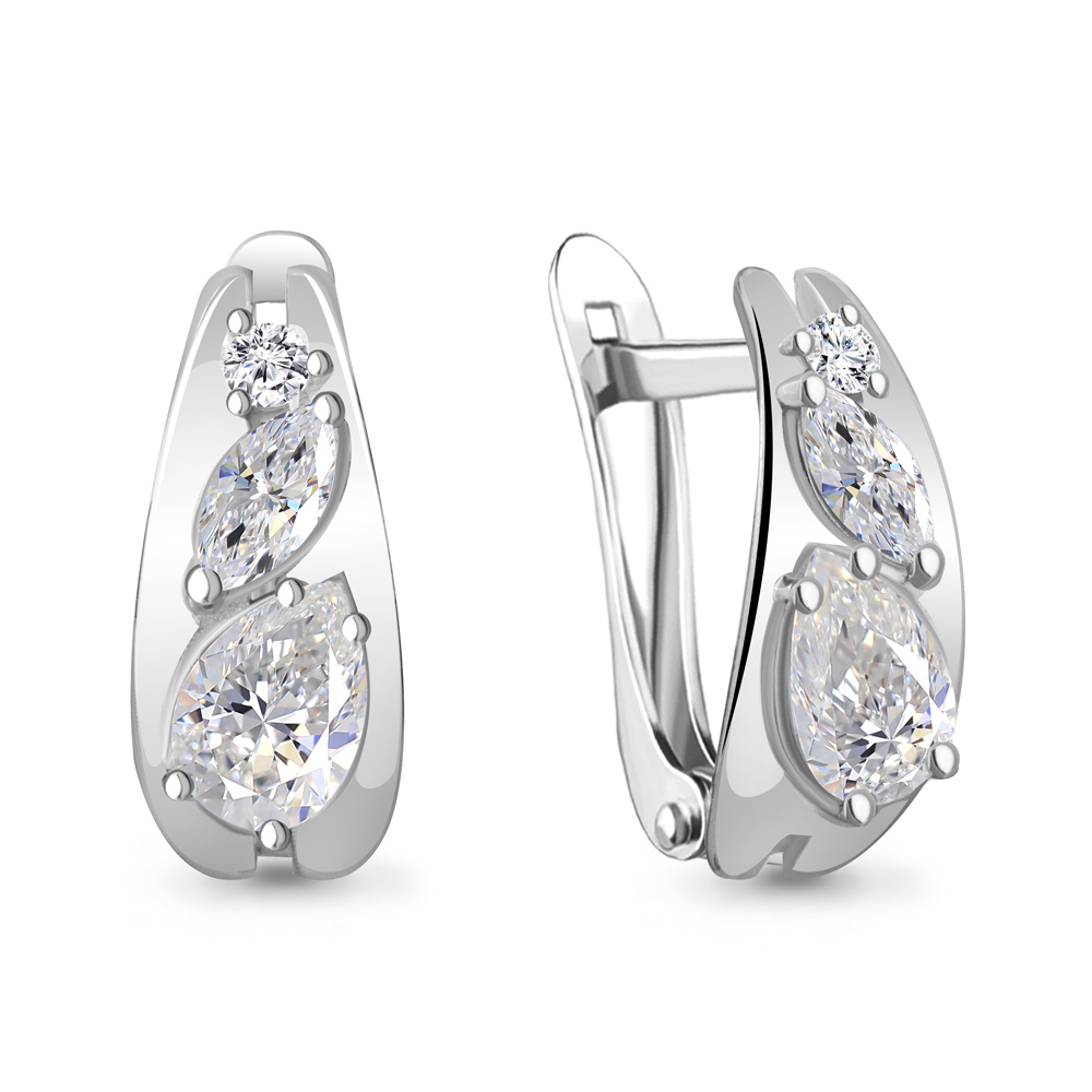 

Серьги из серебра с фианитом Aquamarine Aquamarine 49089А_925_р, 49089А_925_р