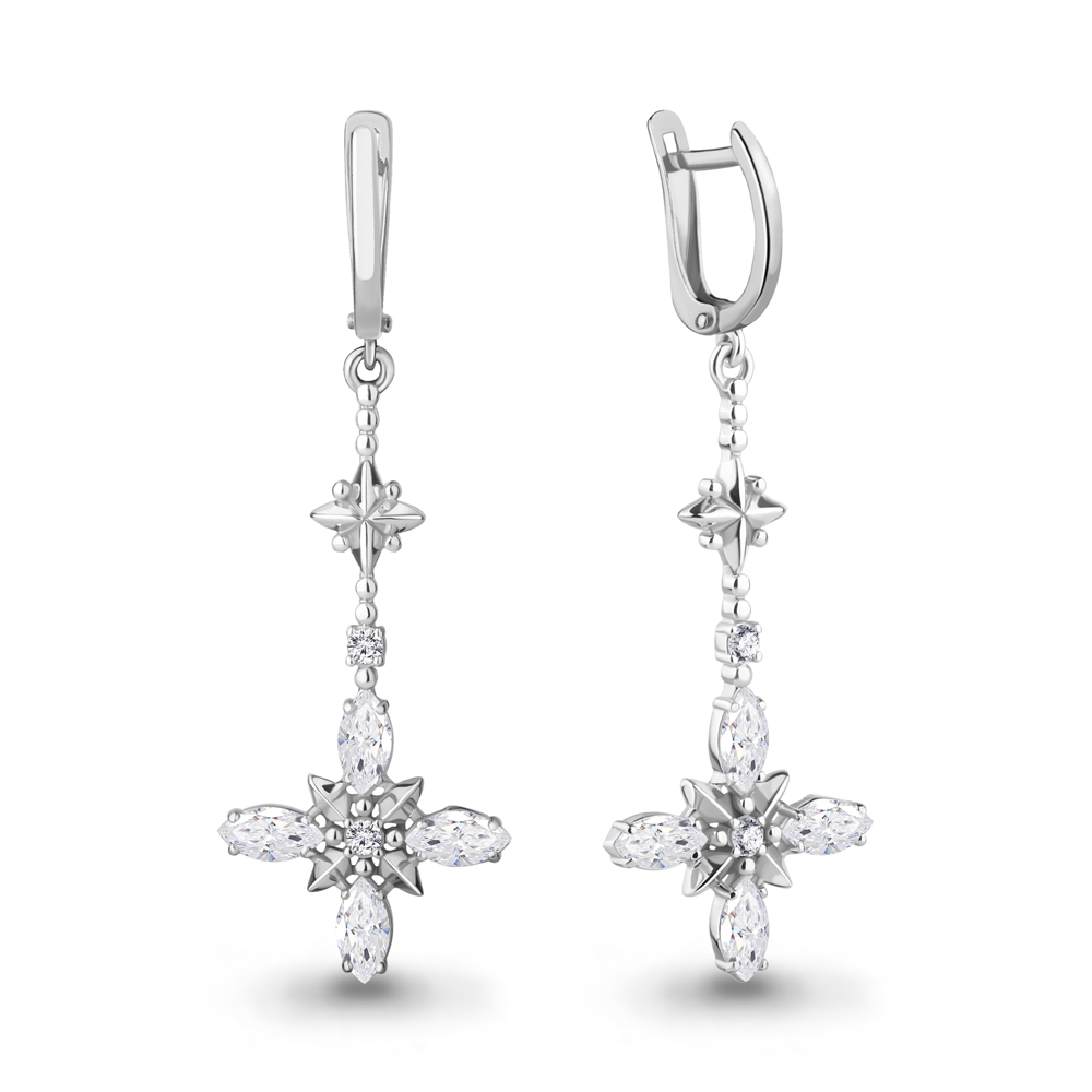 

Серьги из серебра с фианитом Aquamarine Aquamarine 49074А_925_р, 49074А_925_р